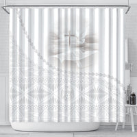 Tonga White Sunday Fakame Shower Curtain Tokelaufeletoa Kupesi LT7 - Polynesian Pride