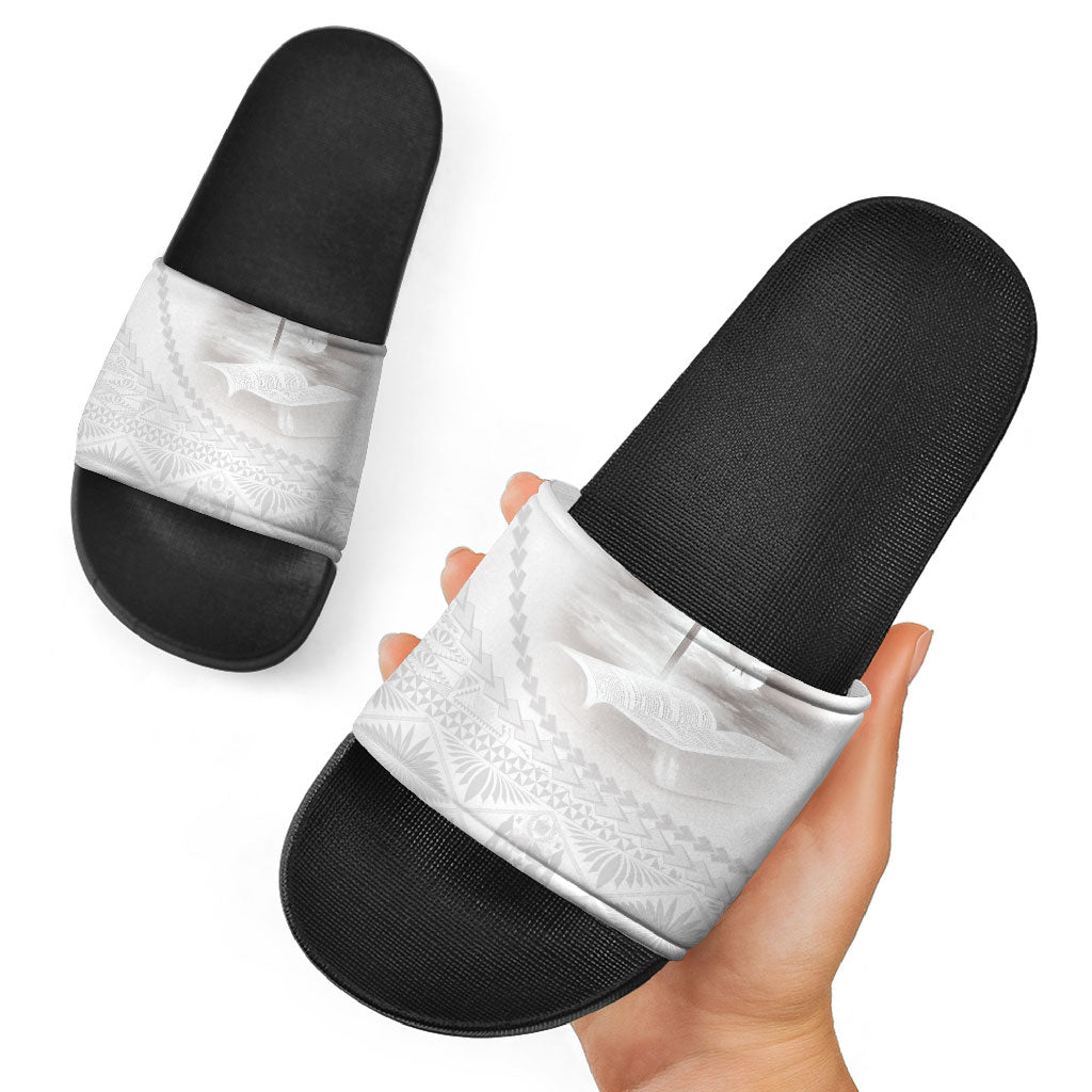 Tonga White Sunday Fakame Slide Sandals Tokelaufeletoa Kupesi LT7 - Polynesian Pride
