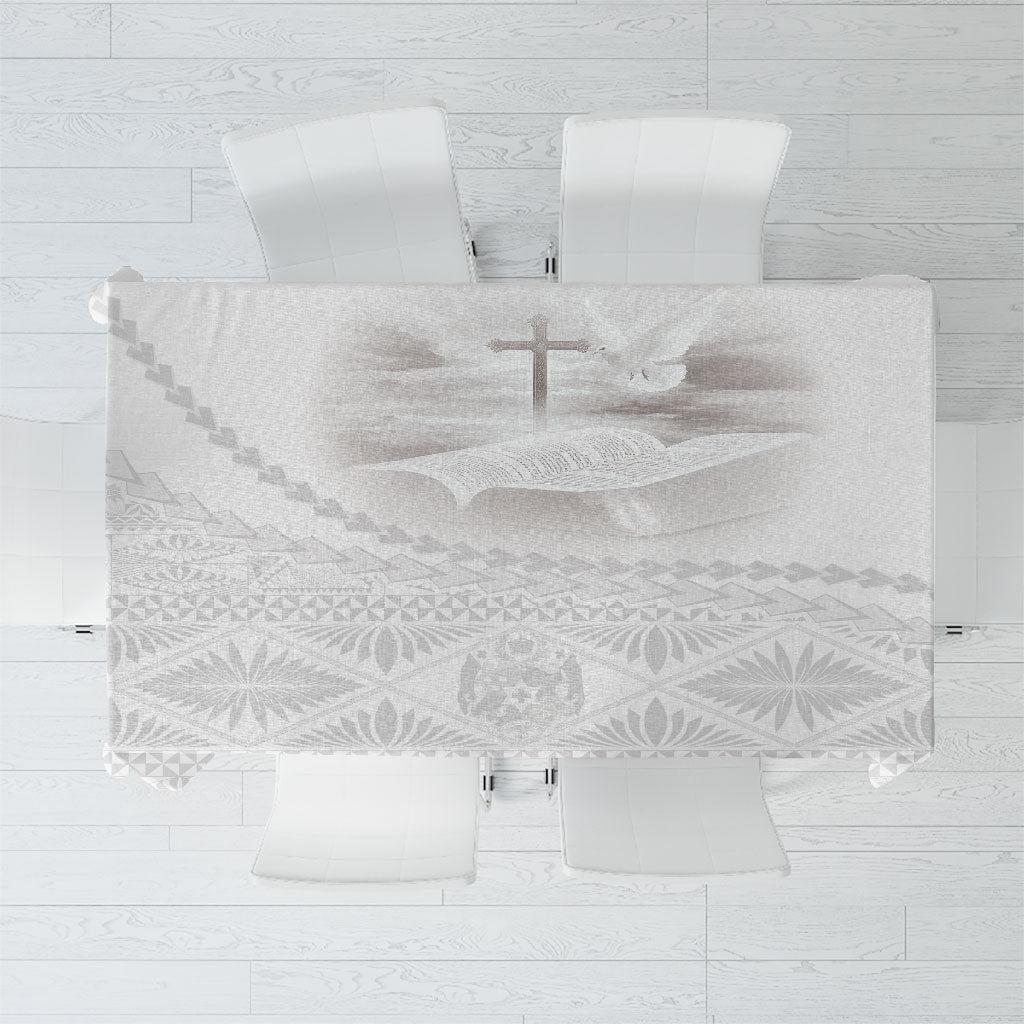 Tonga White Sunday Fakame Tablecloth Tokelaufeletoa Kupesi LT7 White - Polynesian Pride