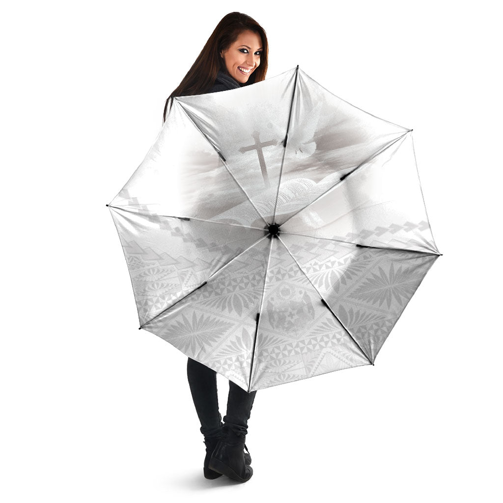 Tonga White Sunday Fakame Umbrella Tokelaufeletoa Kupesi LT7 - Polynesian Pride