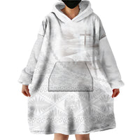 Tonga White Sunday Fakame Wearable Blanket Hoodie Tokelaufeletoa Kupesi LT7 - Polynesian Pride