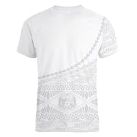 Tonga White Sunday Fakame Women V-Neck T-Shirt Tokelaufeletoa Kupesi LT7 - Polynesian Pride
