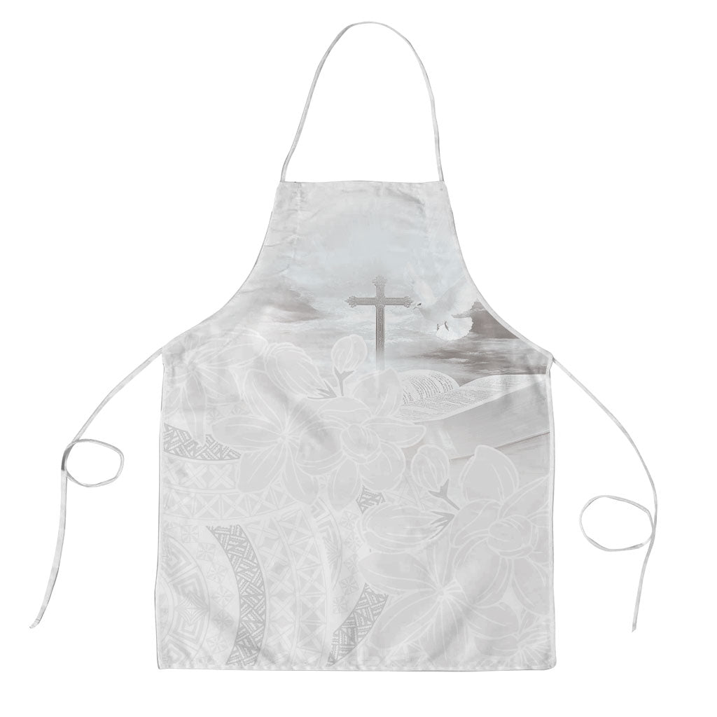 Niue White Sunday Tapu Fanau Apron Fiti Pua Mix Hiapo Tapa LT7 White - Polynesian Pride