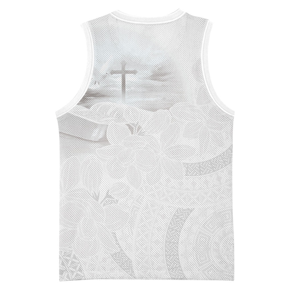Niue White Sunday Tapu Fanau Basketball Jersey Fiti Pua Mix Hiapo Tapa LT7 - Polynesian Pride