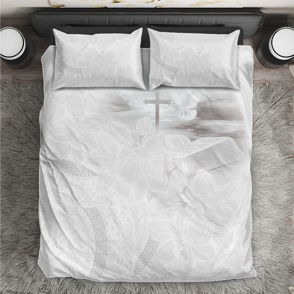 Niue White Sunday Tapu Fanau Bedding Set Fiti Pua Mix Hiapo Tapa LT7 White - Polynesian Pride