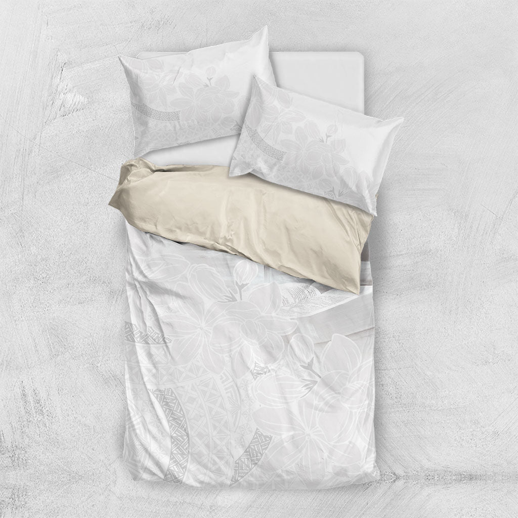 Niue White Sunday Tapu Fanau Bedding Set Fiti Pua Mix Hiapo Tapa LT7 US Twin 172cm x 218cm White - Polynesian Pride