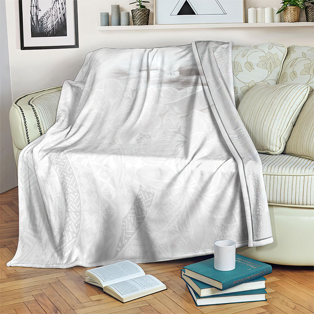 Niue White Sunday Tapu Fanau Blanket Fiti Pua Mix Hiapo Tapa LT7 White - Polynesian Pride