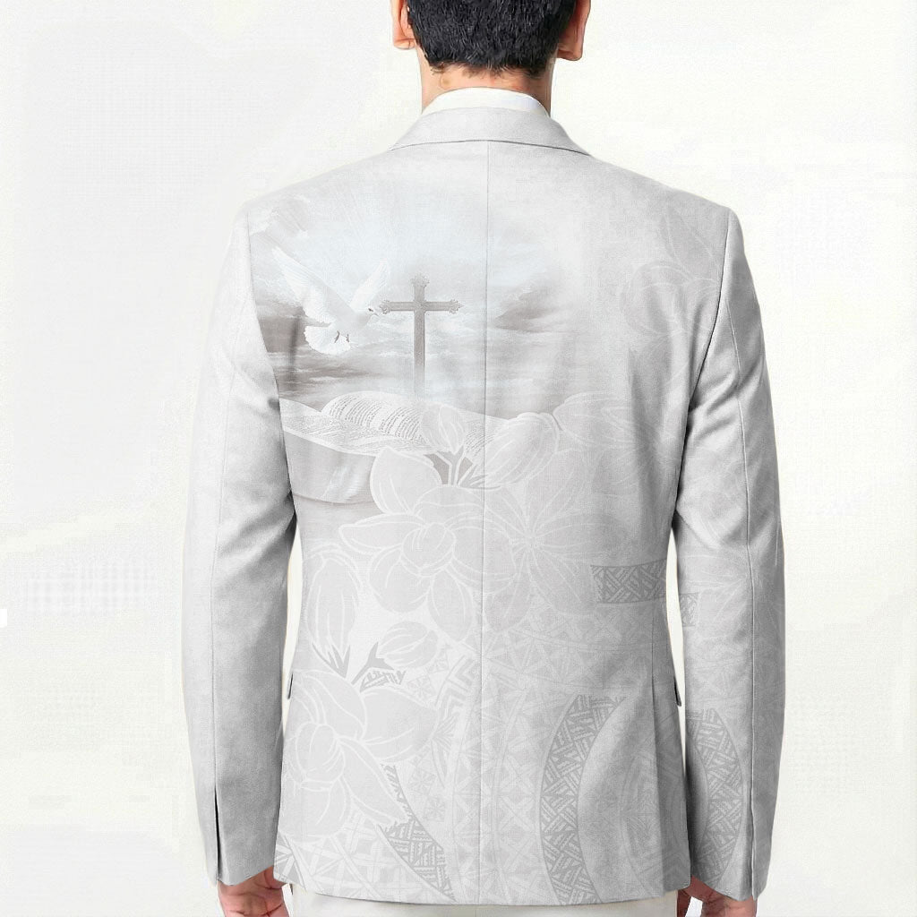 Niue White Sunday Tapu Fanau Blazer Fiti Pua Mix Hiapo Tapa LT7 - Polynesian Pride