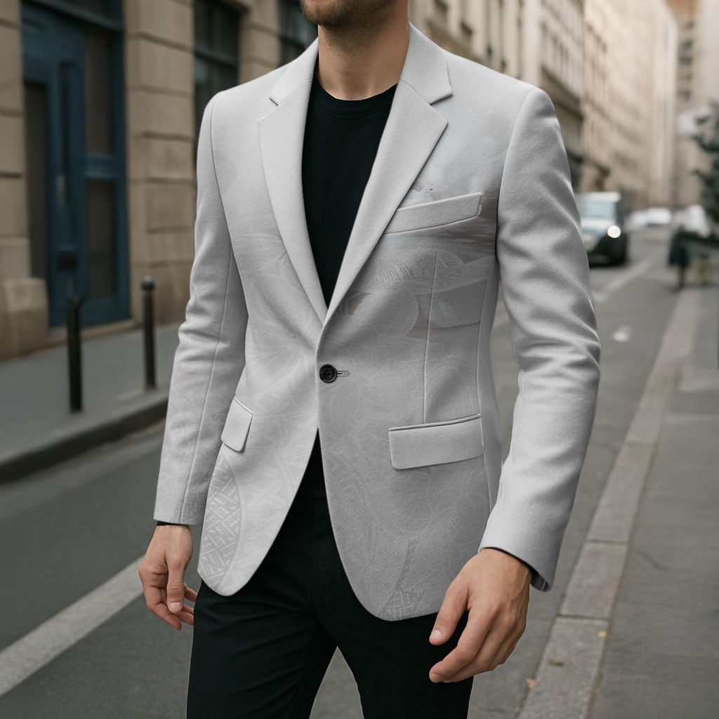 Niue White Sunday Tapu Fanau Blazer Fiti Pua Mix Hiapo Tapa LT7 - Polynesian Pride