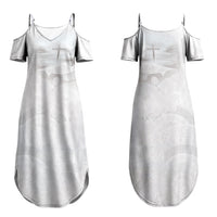 Niue White Sunday Tapu Fanau Couples Matching Summer Maxi Dress and Hawaiian Shirt Fiti Pua Mix Hiapo Tapa LT7 - Polynesian Pride