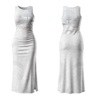 Niue White Sunday Tapu Fanau Couples Matching Tank Maxi Dress and Hawaiian Shirt Fiti Pua Mix Hiapo Tapa LT7 - Polynesian Pride