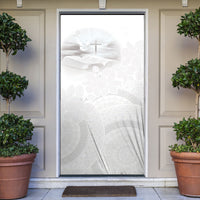 Niue White Sunday Tapu Fanau Door Cover Fiti Pua Mix Hiapo Tapa LT7 White - Polynesian Pride