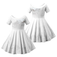 Niue White Sunday Tapu Fanau Family Matching Puletasi and Hawaiian Shirt Fiti Pua Mix Hiapo Tapa LT7 Daughter's Dress White - Polynesian Pride