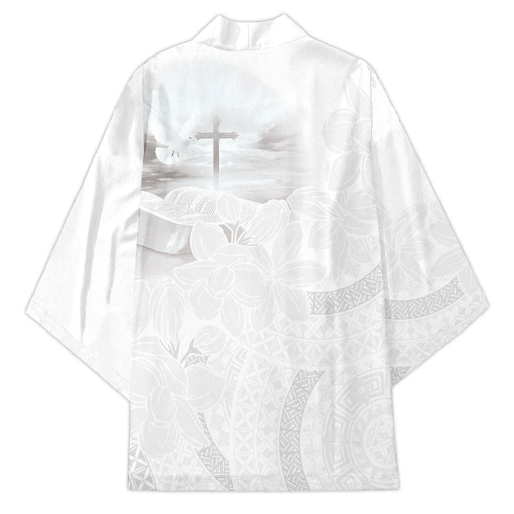 Niue White Sunday Tapu Fanau Kimono Fiti Pua Mix Hiapo Tapa LT7 - Polynesian Pride