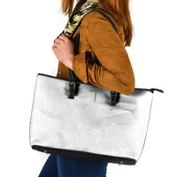Niue White Sunday Tapu Fanau Leather Tote Bag Fiti Pua Mix Hiapo Tapa LT7 White - Polynesian Pride