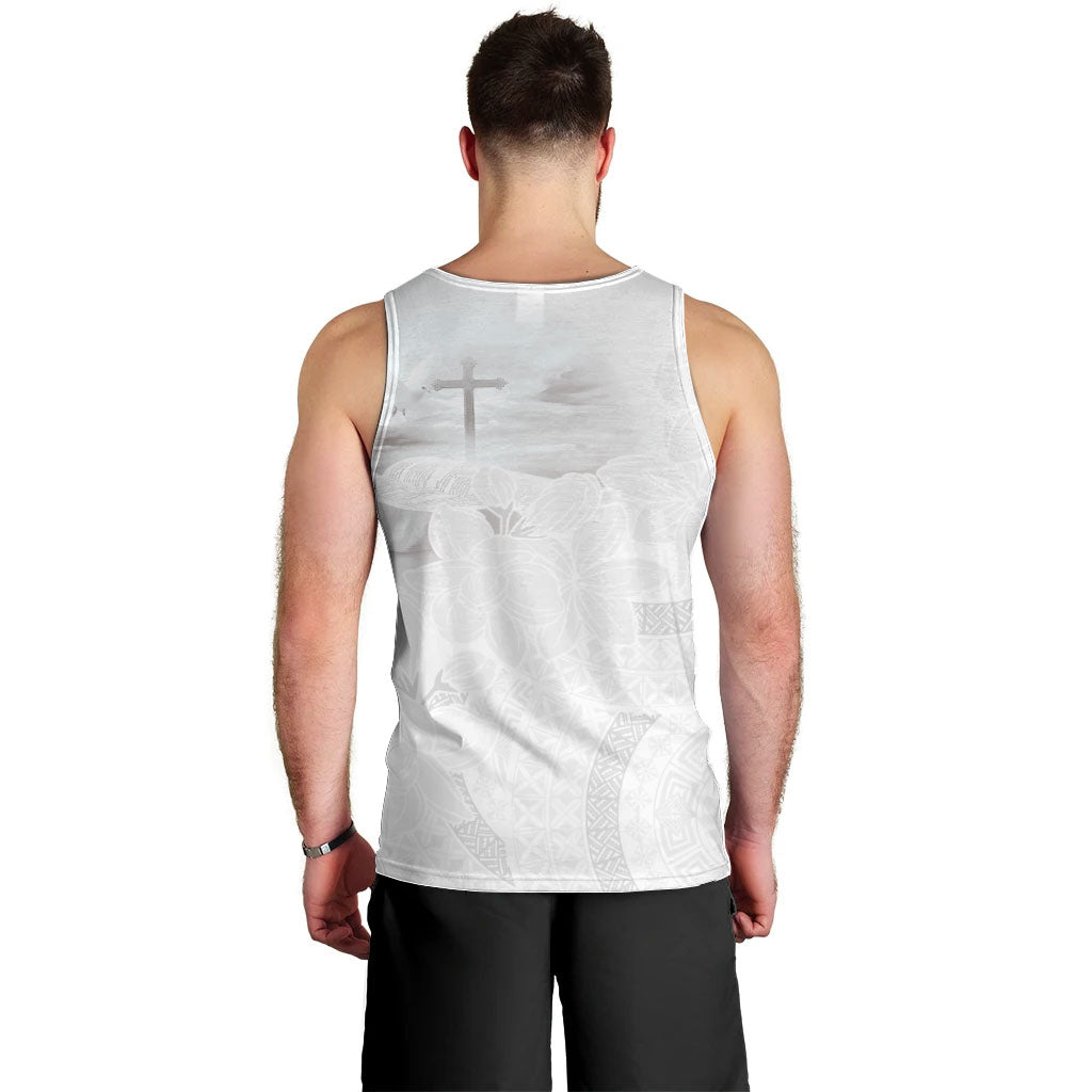 Niue White Sunday Tapu Fanau Men Tank Top Fiti Pua Mix Hiapo Tapa LT7 - Polynesian Pride