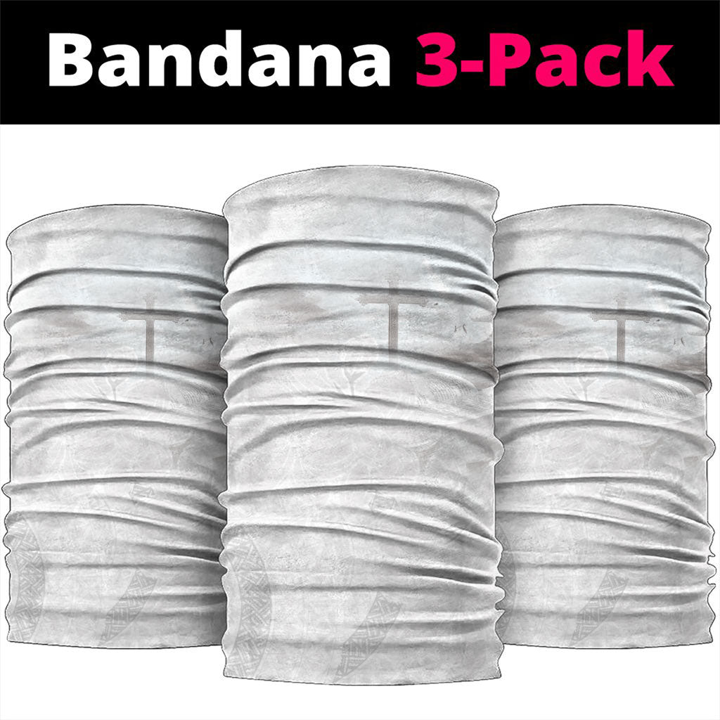 Niue White Sunday Tapu Fanau Neck Gaiter Fiti Pua Mix Hiapo Tapa LT7 package One Size: 25*50cm White - Polynesian Pride