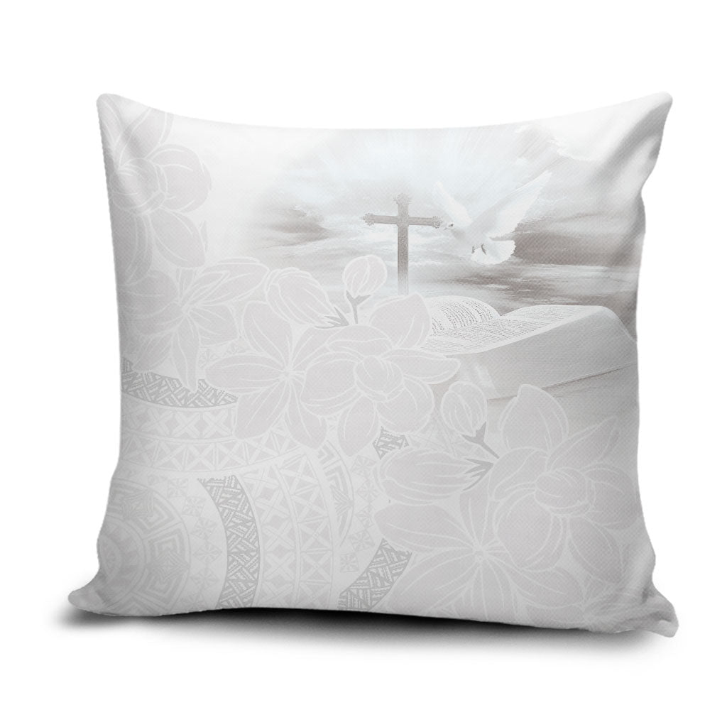 Niue White Sunday Tapu Fanau Pillow Cover Fiti Pua Mix Hiapo Tapa LT7 White - Polynesian Pride