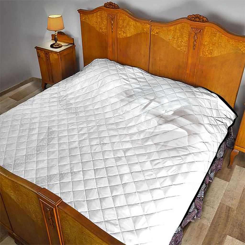 Niue White Sunday Tapu Fanau Quilt Fiti Pua Mix Hiapo Tapa LT7 - Polynesian Pride