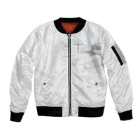 Niue White Sunday Tapu Fanau Sleeve Zip Bomber Jacket Fiti Pua Mix Hiapo Tapa LT7 Unisex White - Polynesian Pride