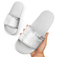 Niue White Sunday Tapu Fanau Slide Sandals Fiti Pua Mix Hiapo Tapa LT7 - Polynesian Pride