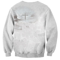 Niue White Sunday Tapu Fanau Sweatshirt Fiti Pua Mix Hiapo Tapa LT7 - Polynesian Pride