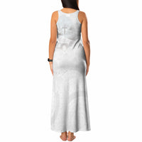 Niue White Sunday Tapu Fanau Tank Maxi Dress Fiti Pua Mix Hiapo Tapa LT7 - Polynesian Pride