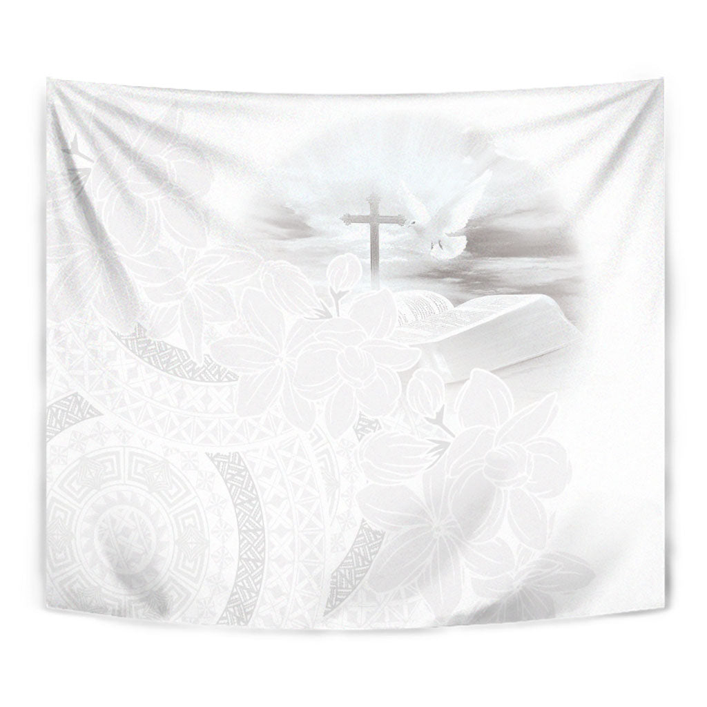 Niue White Sunday Tapu Fanau Tapestry Fiti Pua Mix Hiapo Tapa LT7 - Polynesian Pride