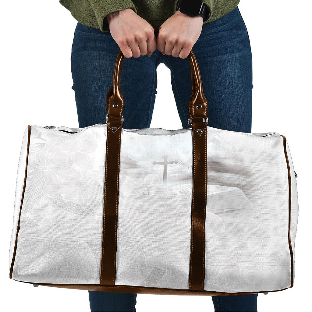 Niue White Sunday Tapu Fanau Travel Bag Fiti Pua Mix Hiapo Tapa LT7 White - Polynesian Pride