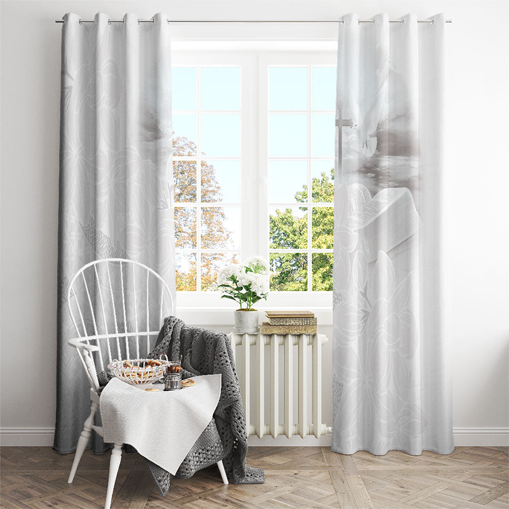 Niue White Sunday Tapu Fanau Window Curtain Fiti Pua Mix Hiapo Tapa LT7 - Polynesian Pride