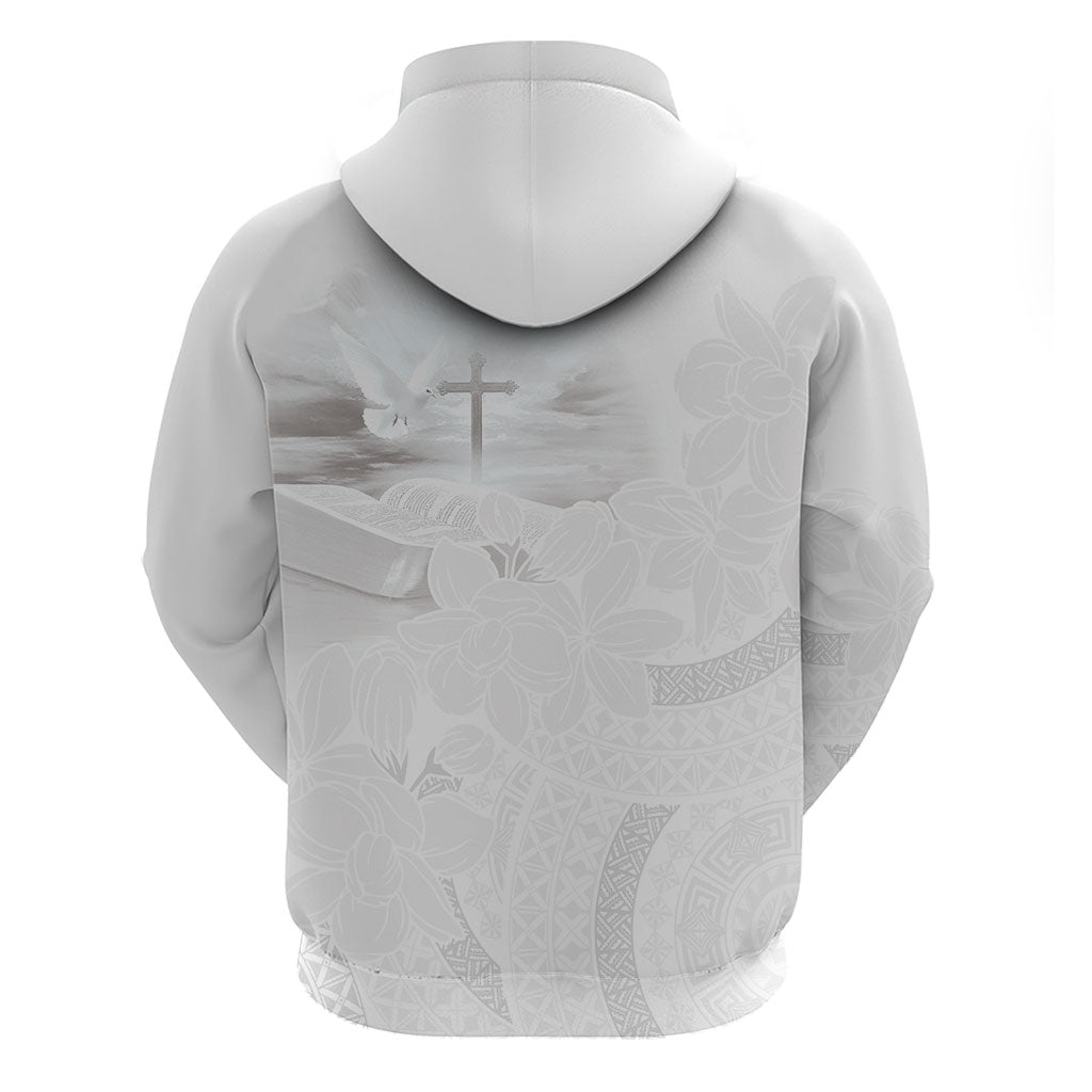 Niue White Sunday Tapu Fanau Zip Hoodie Fiti Pua Mix Hiapo Tapa LT7 - Polynesian Pride