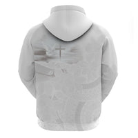 Niue White Sunday Tapu Fanau Zip Hoodie Fiti Pua Mix Hiapo Tapa LT7 - Polynesian Pride