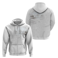 Niue White Sunday Tapu Fanau Zip Hoodie Fiti Pua Mix Hiapo Tapa LT7 - Polynesian Pride