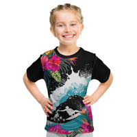 Hawaii Surfing Kid T Shirt Triple Crown Rides The Waves LT7 Black - Polynesian Pride