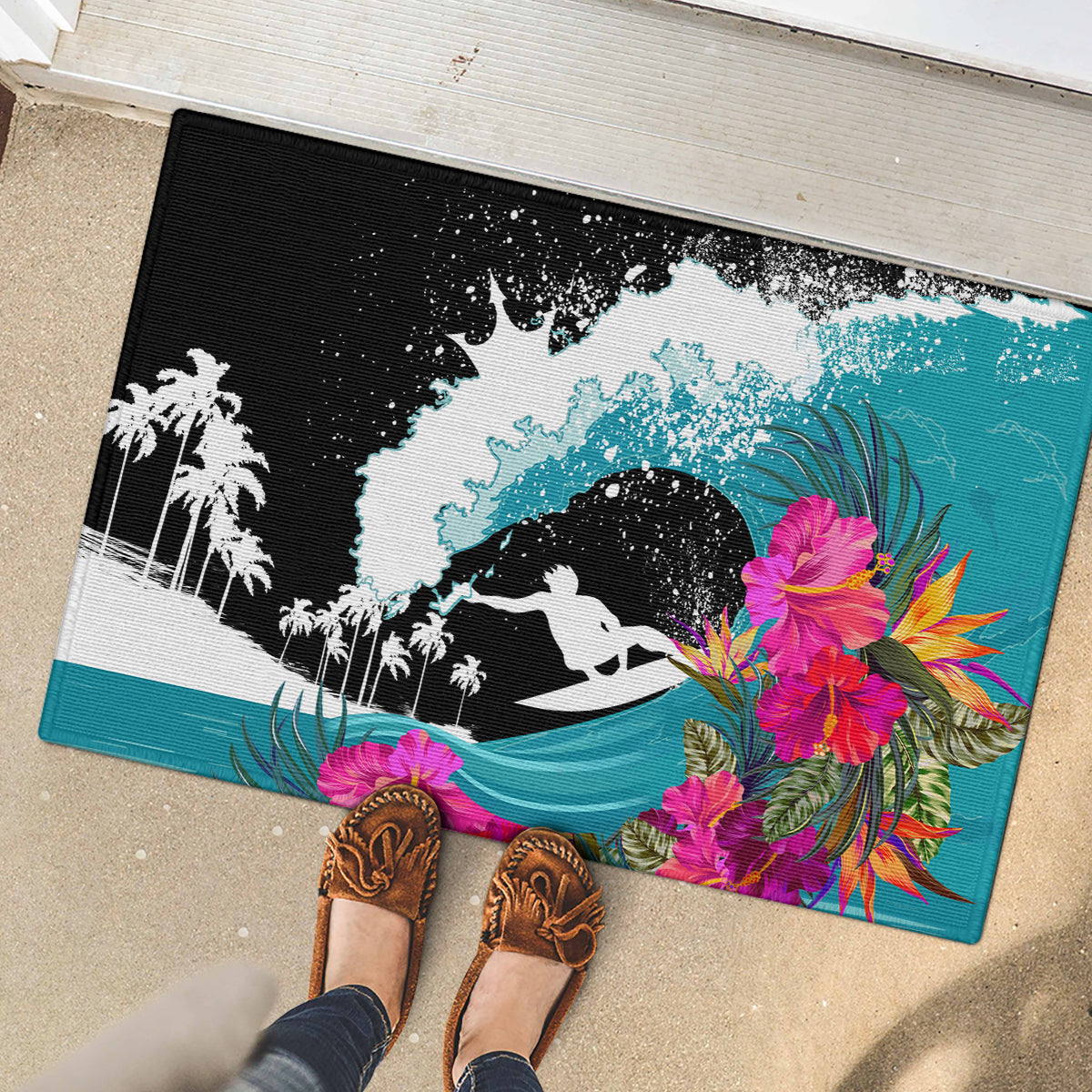 Hawaii Surfing Rubber Doormat Triple Crown Rides The Waves LT7 - Polynesian Pride