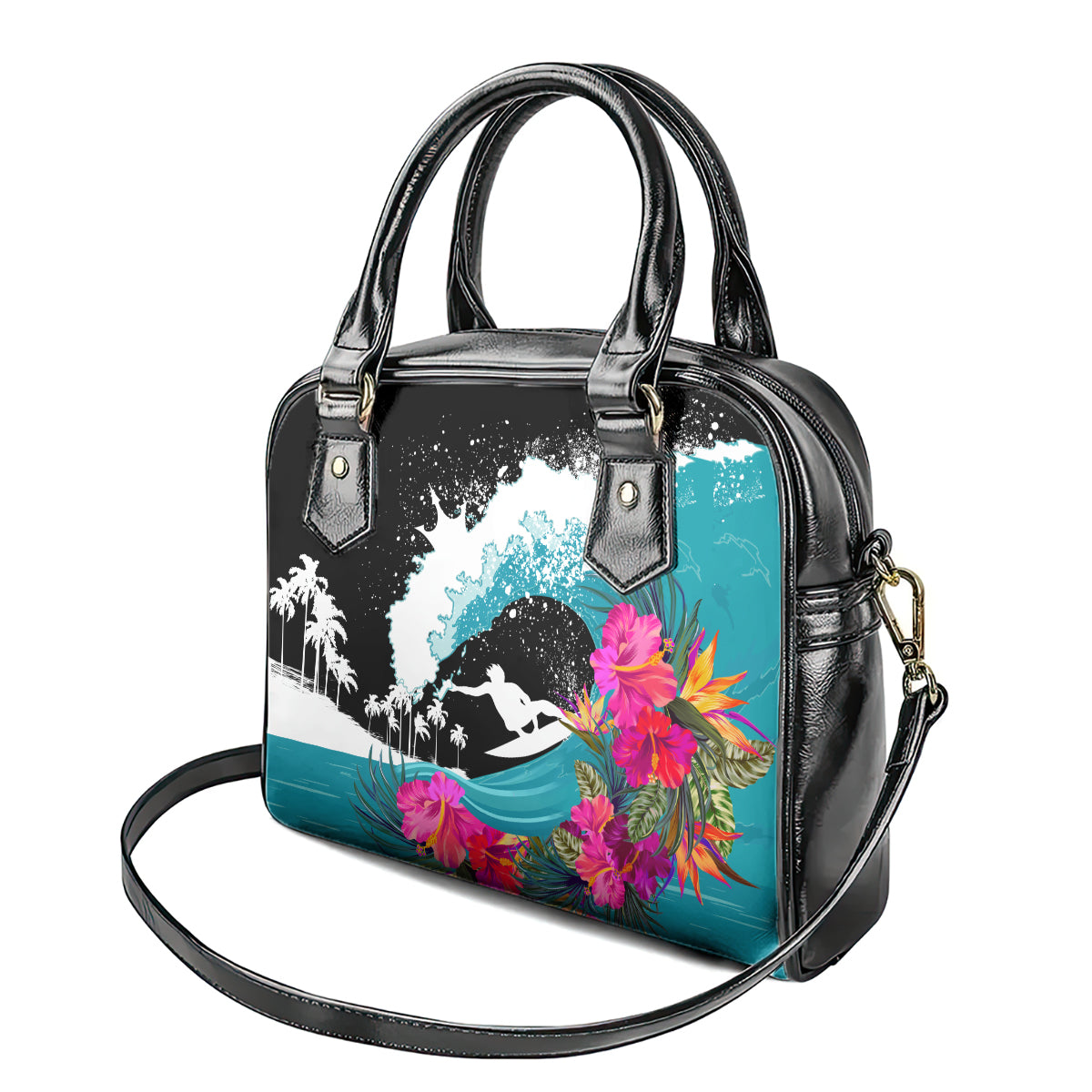 Hawaii Surfing Shoulder Handbag Triple Crown Rides The Waves LT7 - Polynesian Pride