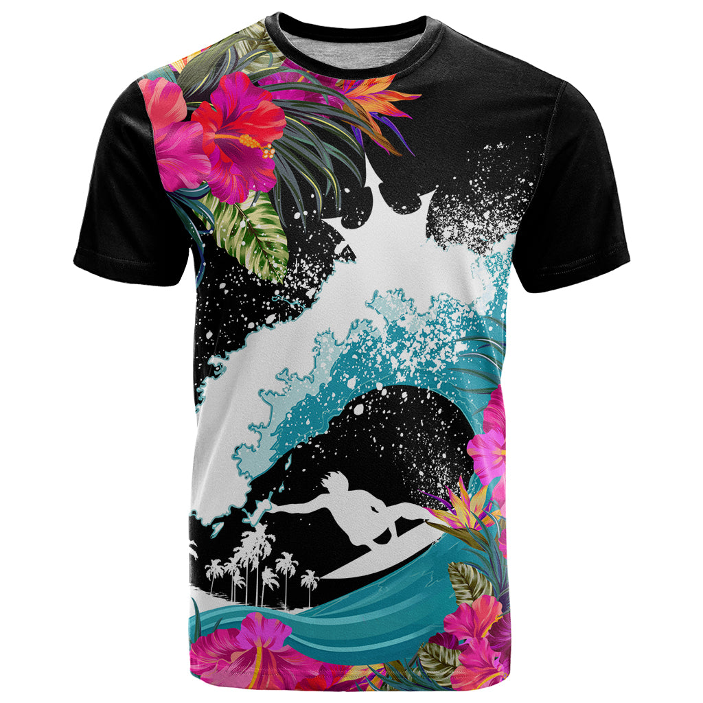 Hawaii Surfing T Shirt Triple Crown Rides The Waves LT7 Black - Polynesian Pride