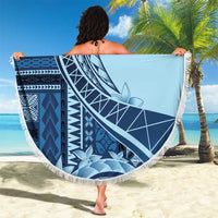 Samoa Siapo Mamanu Beach Blanket Plumeria Navy Blue Motifs LT7 - Polynesian Pride