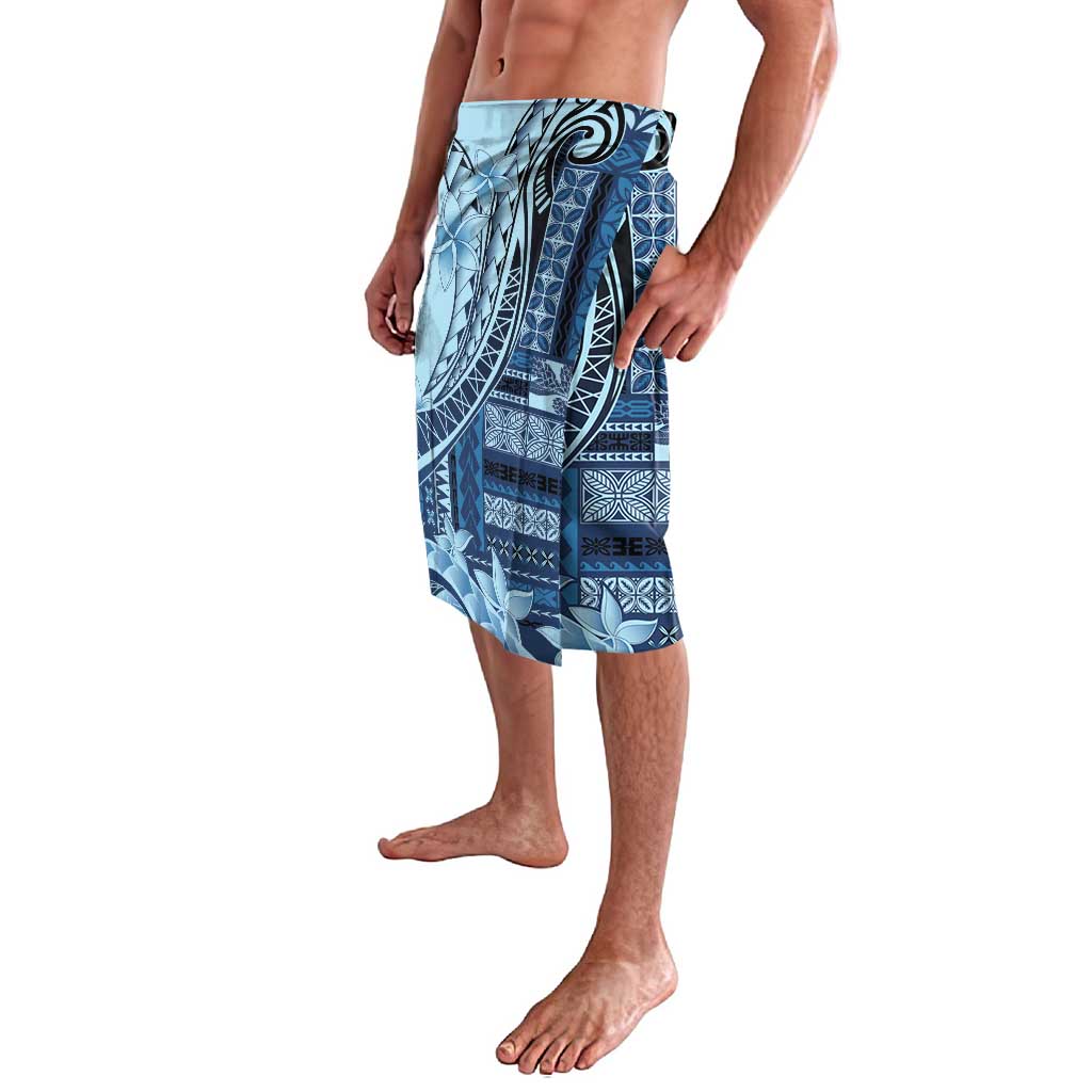 Samoa Siapo Mamanu Lavalava Plumeria Navy Blue Motifs