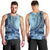 Samoa Siapo Mamanu Men Tank Top Plumeria Navy Blue Motifs