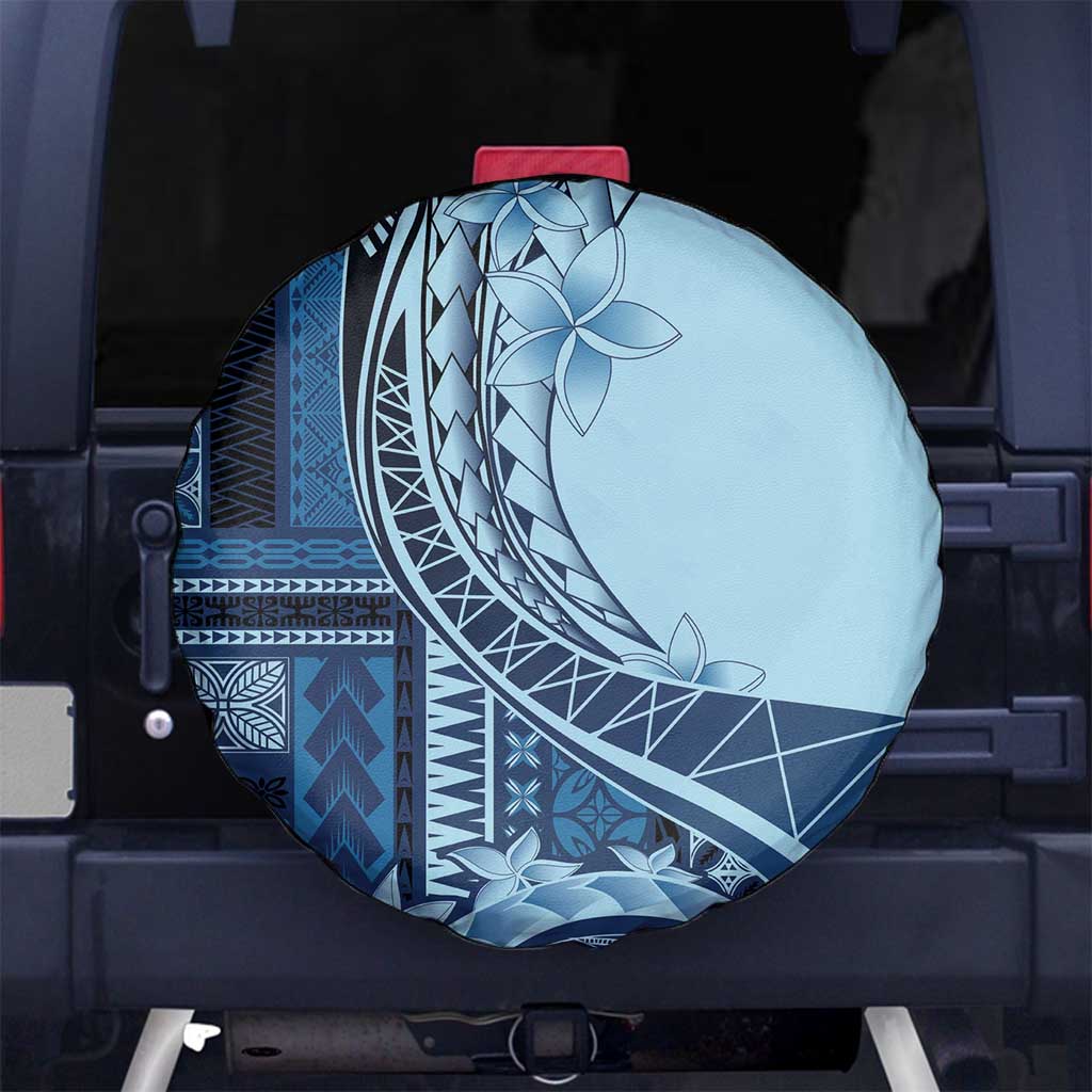 Samoa Siapo Mamanu Spare Tire Cover Plumeria Navy Blue Motifs LT7 - Polynesian Pride