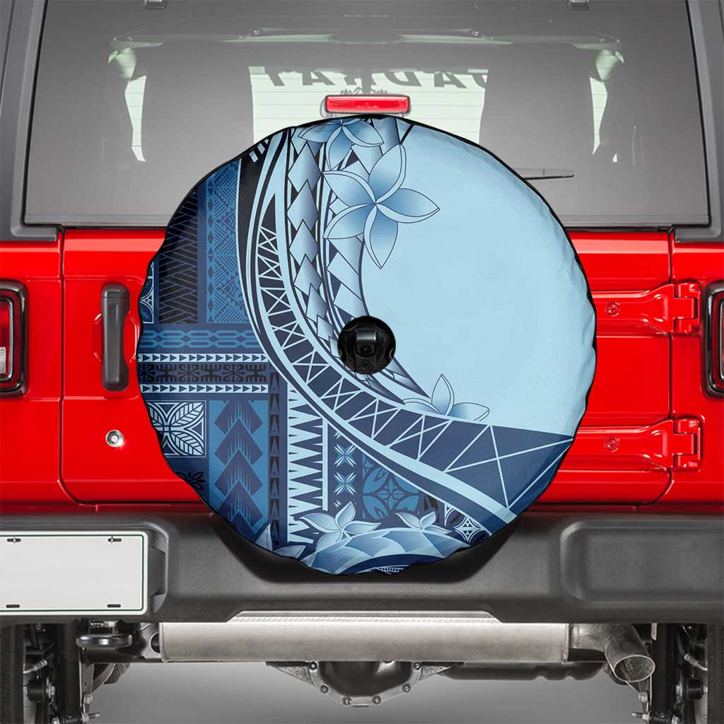 Samoa Siapo Mamanu Spare Tire Cover Plumeria Navy Blue Motifs LT7 - Polynesian Pride