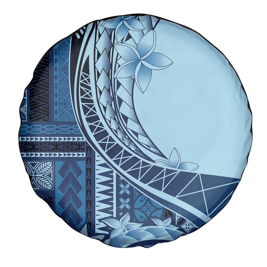 Samoa Siapo Mamanu Spare Tire Cover Plumeria Navy Blue Motifs LT7 - Polynesian Pride