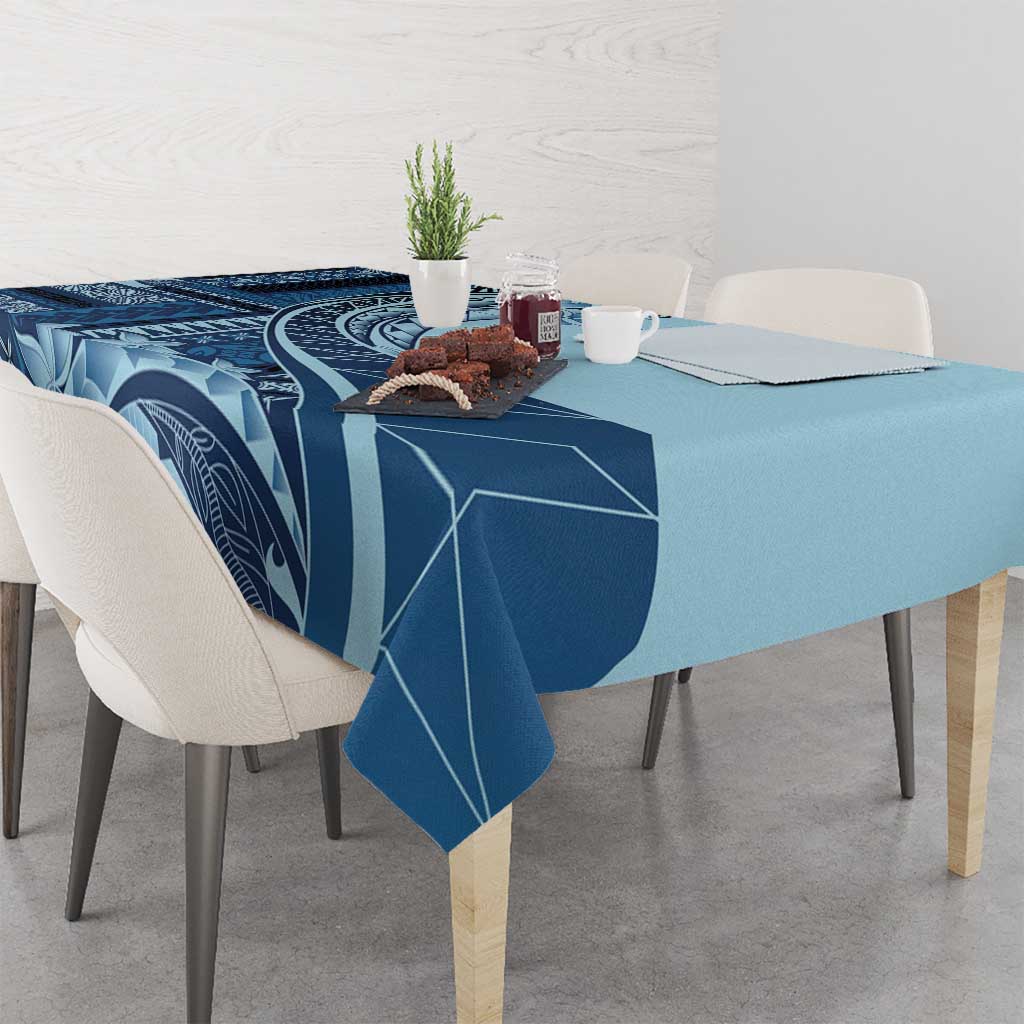 Samoa Siapo Mamanu Tablecloth Plumeria Navy Blue Motifs LT7 - Polynesian Pride