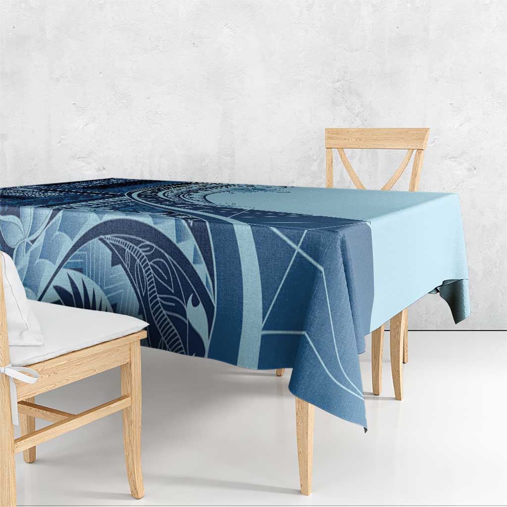 Samoa Siapo Mamanu Tablecloth Plumeria Navy Blue Motifs LT7 - Polynesian Pride