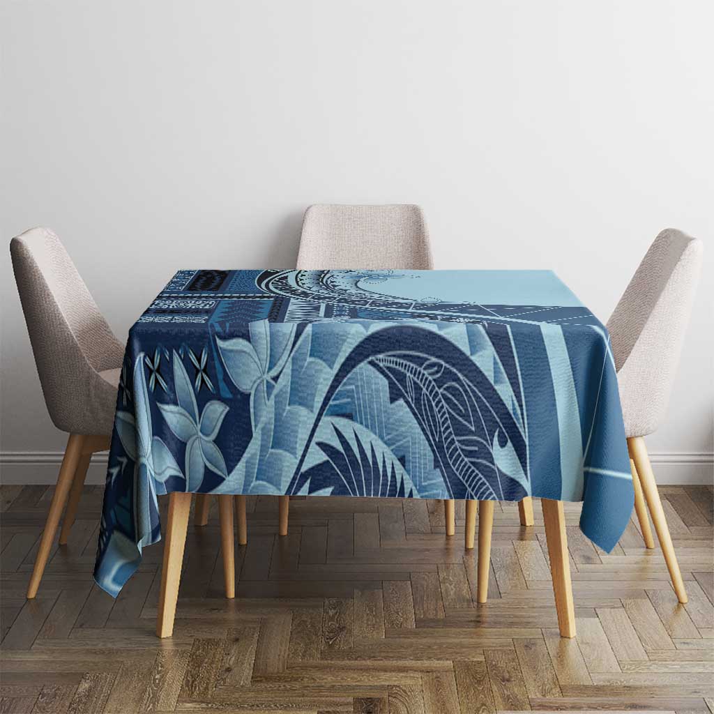 Samoa Siapo Mamanu Tablecloth Plumeria Navy Blue Motifs LT7 - Polynesian Pride