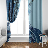 Samoa Siapo Mamanu Window Curtain Plumeria Navy Blue Motifs LT7 - Polynesian Pride