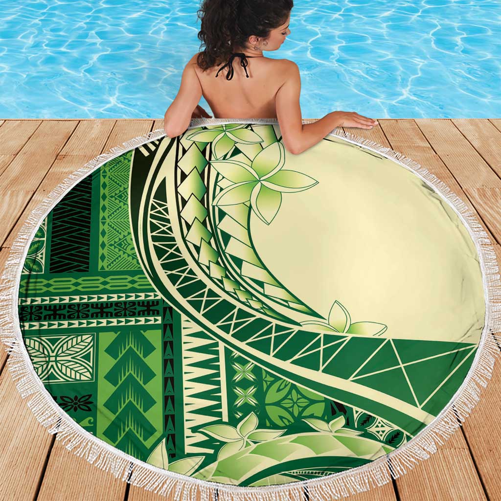 Samoa Siapo Mamanu Beach Blanket Plumeria Emerald Motifs LT7 - Polynesian Pride