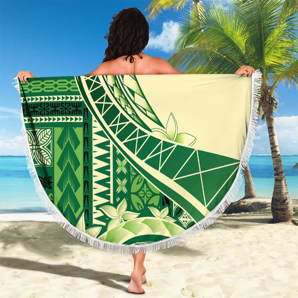 Samoa Siapo Mamanu Beach Blanket Plumeria Emerald Motifs LT7 - Polynesian Pride