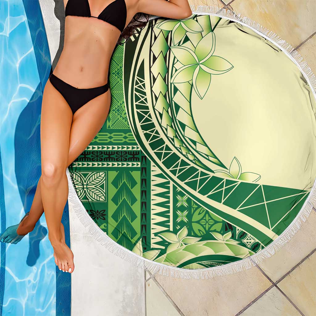 Samoa Siapo Mamanu Beach Blanket Plumeria Emerald Motifs LT7 - Polynesian Pride